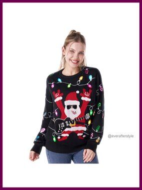 LED Light Up Ugly Christmas Sweater Pullover Crew Neck Long Sleeve